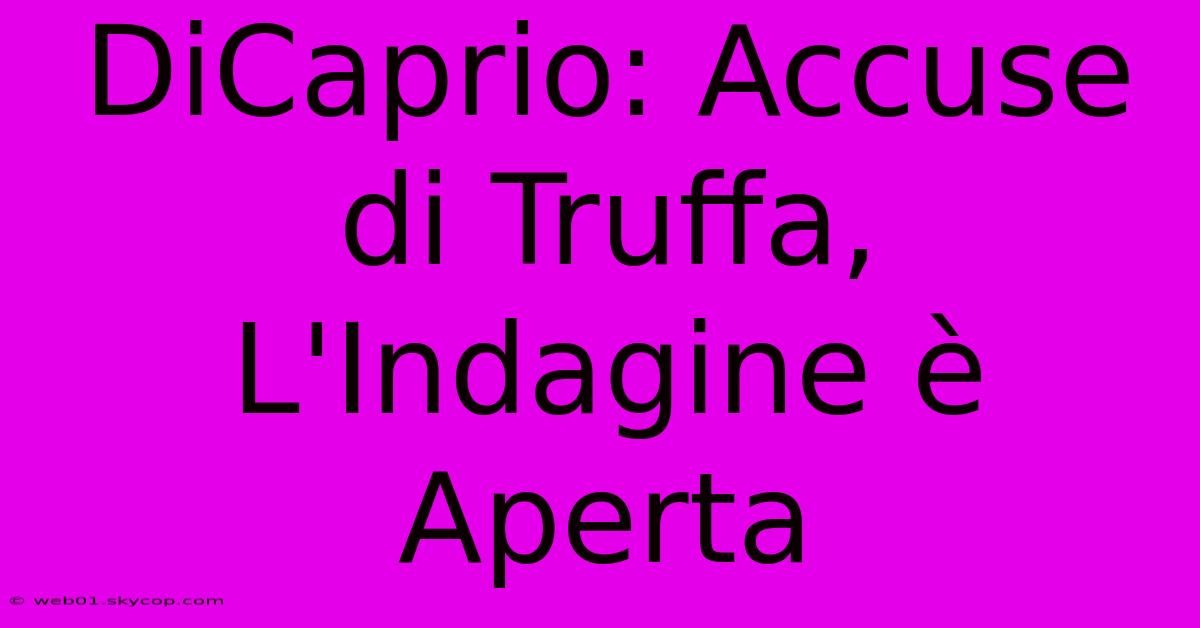 DiCaprio: Accuse Di Truffa, L'Indagine È Aperta