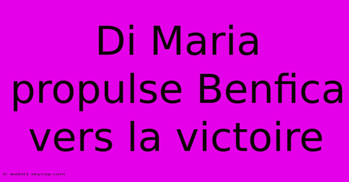 Di Maria Propulse Benfica Vers La Victoire