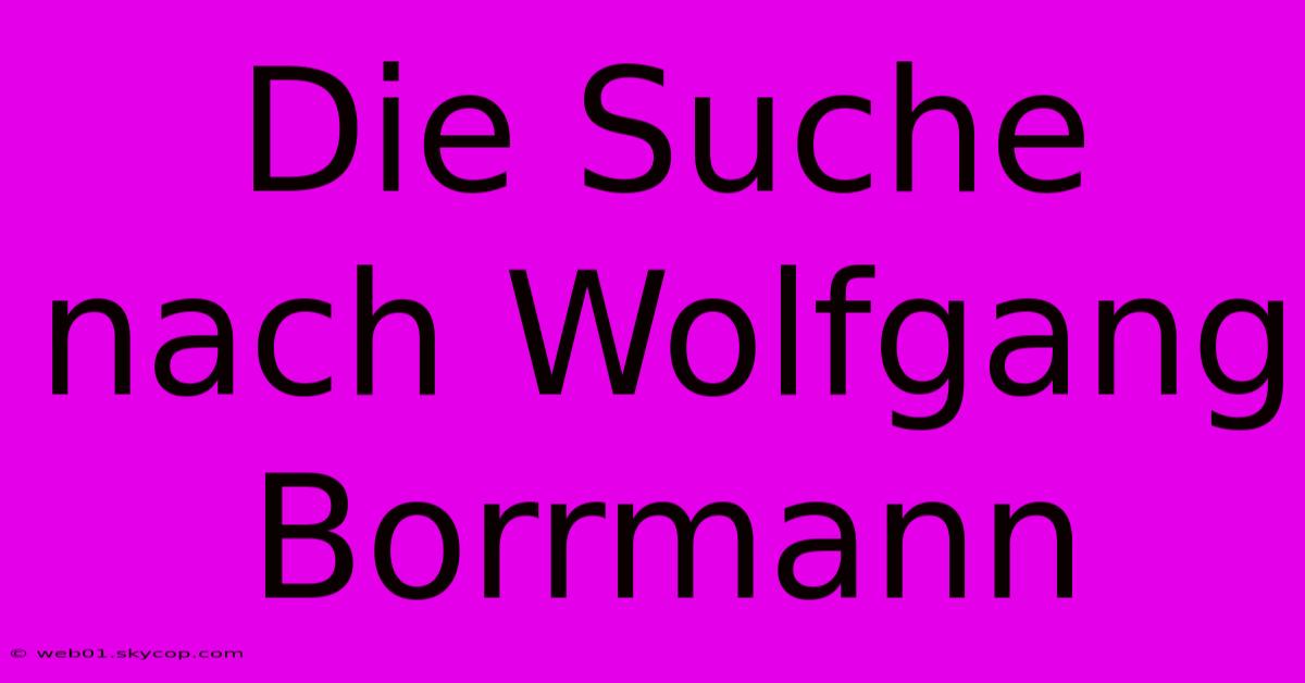 Die Suche Nach Wolfgang Borrmann