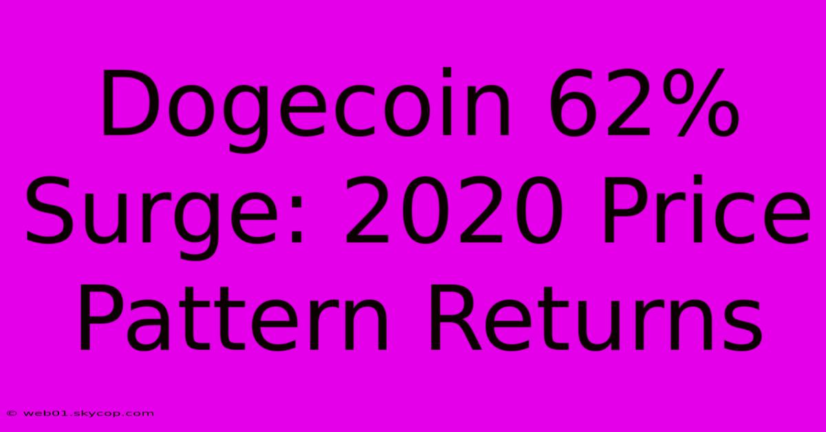 Dogecoin 62% Surge: 2020 Price Pattern Returns 