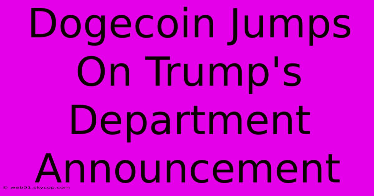 Dogecoin Jumps On Trump's Department Announcement