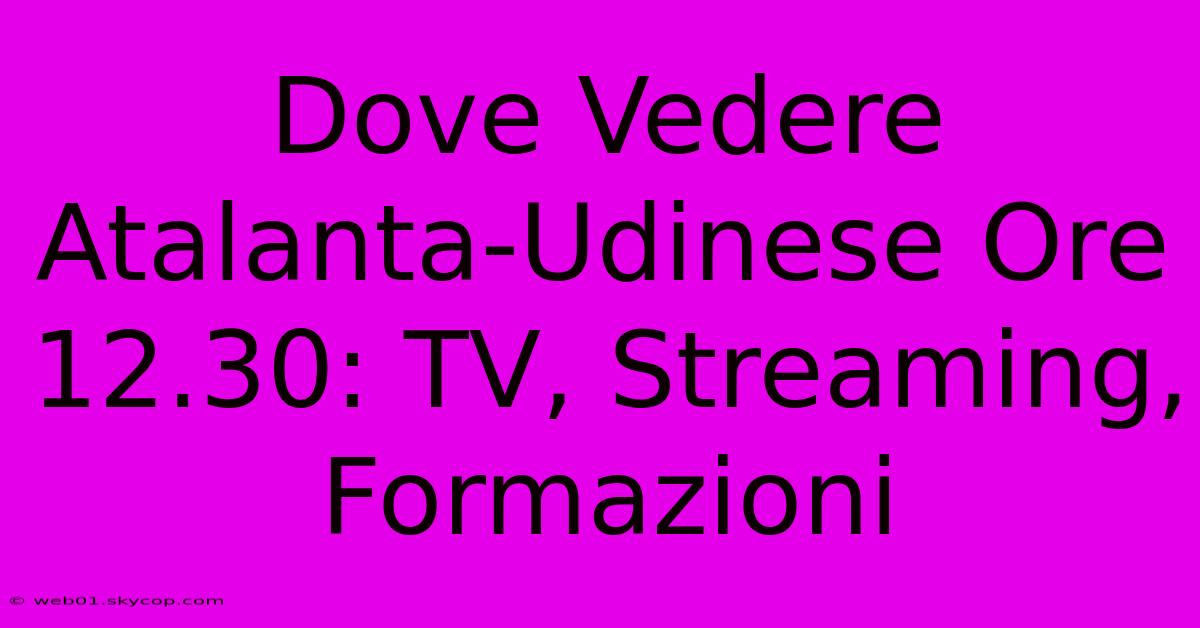 Dove Vedere Atalanta-Udinese Ore 12.30: TV, Streaming, Formazioni 