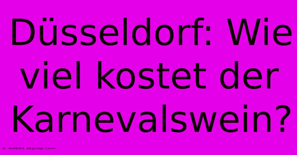 Düsseldorf: Wie Viel Kostet Der Karnevalswein?