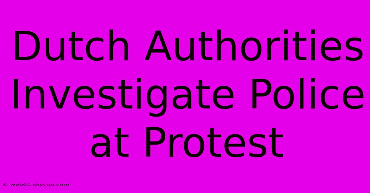 Dutch Authorities Investigate Police At Protest 