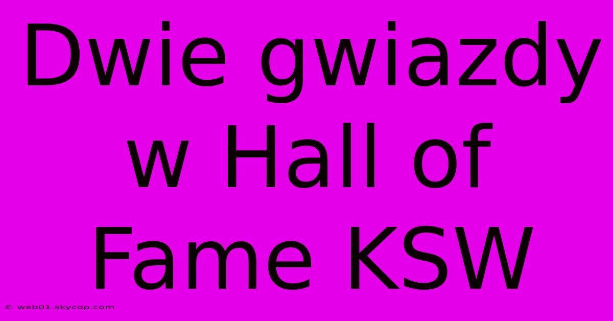 Dwie Gwiazdy W Hall Of Fame KSW