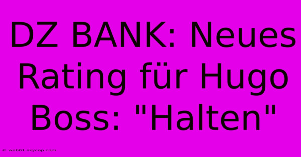 DZ BANK: Neues Rating Für Hugo Boss: 