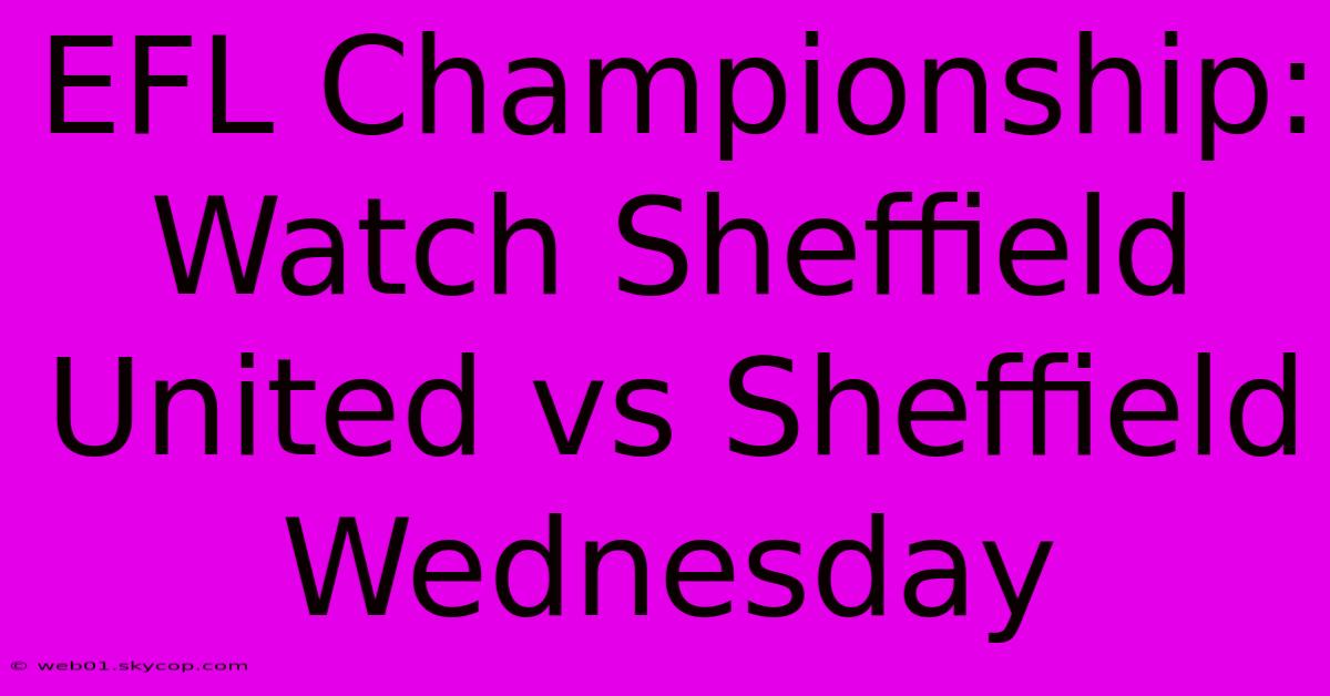 EFL Championship: Watch Sheffield United Vs Sheffield Wednesday