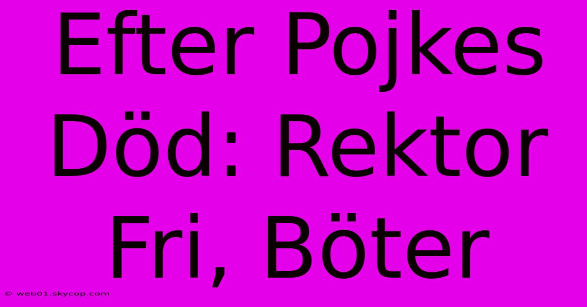 Efter Pojkes Död: Rektor Fri, Böter