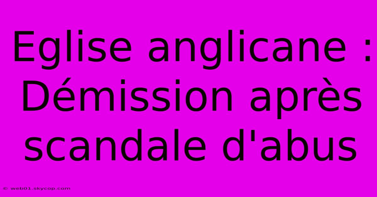 Eglise Anglicane : Démission Après Scandale D'abus