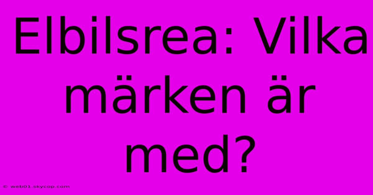 Elbilsrea: Vilka Märken Är Med?