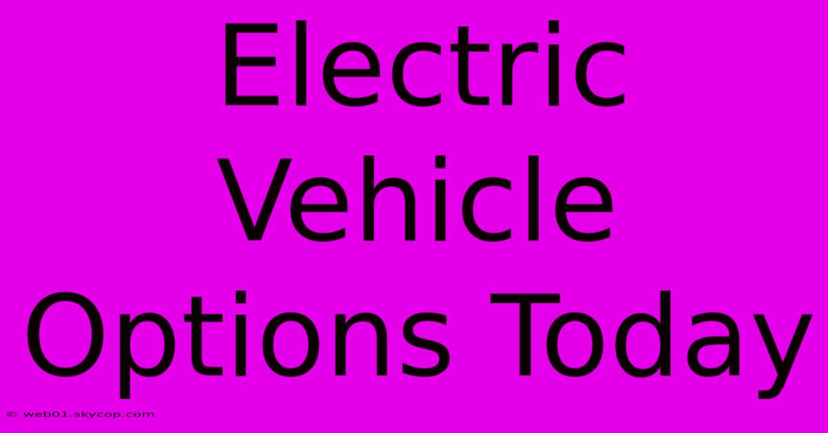 Electric Vehicle Options Today 