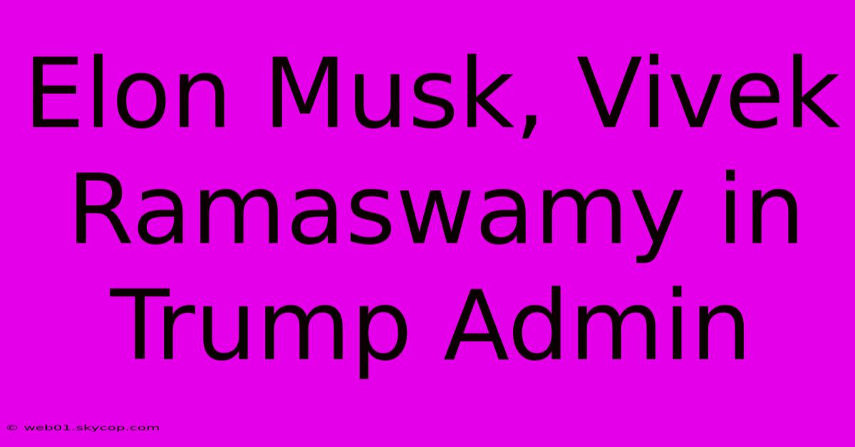 Elon Musk, Vivek Ramaswamy In Trump Admin