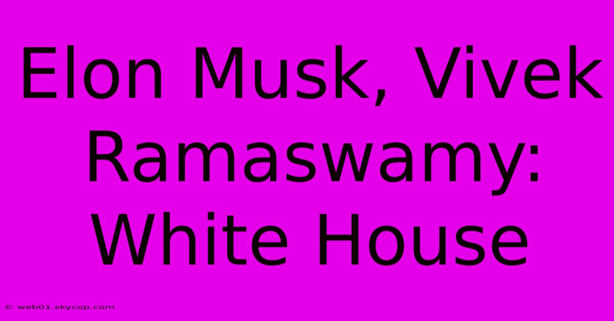 Elon Musk, Vivek Ramaswamy: White House 