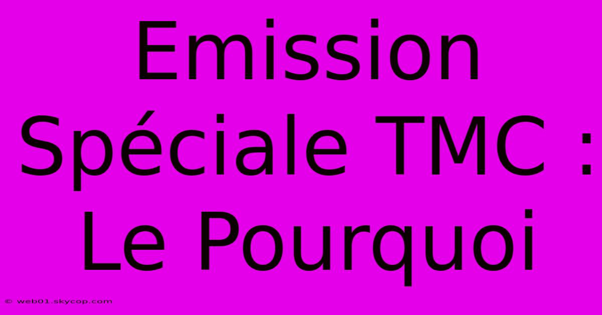 Emission Spéciale TMC : Le Pourquoi