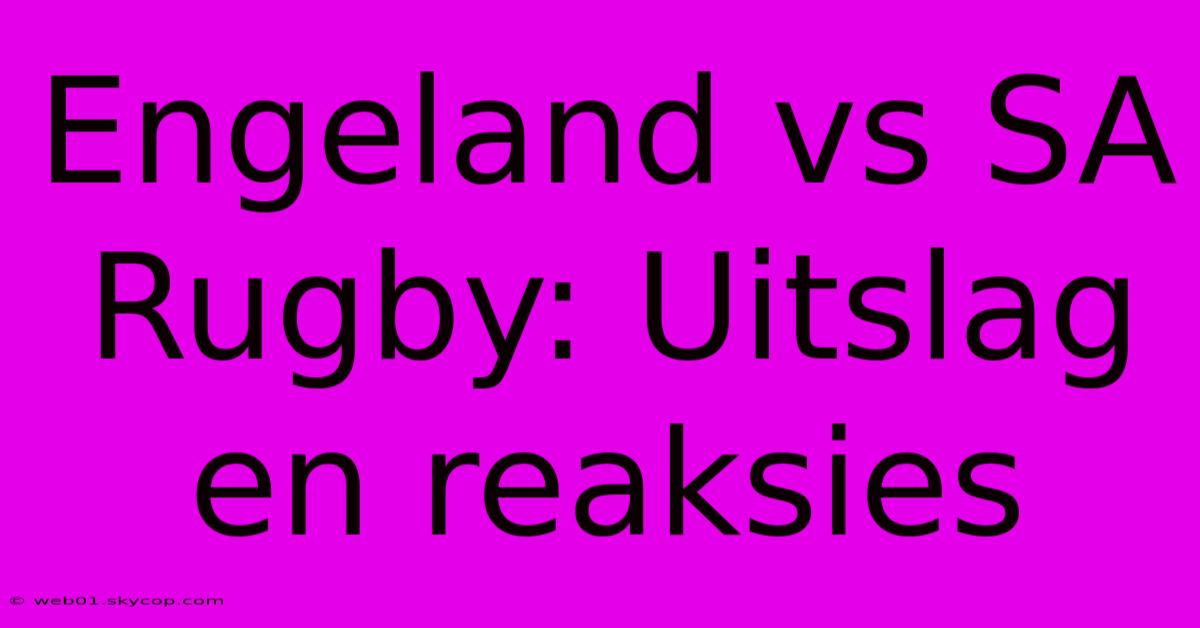 Engeland Vs SA Rugby: Uitslag En Reaksies