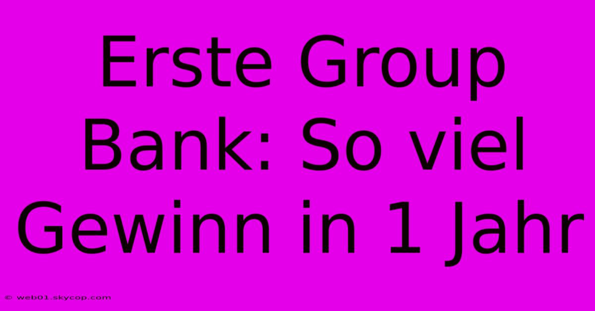 Erste Group Bank: So Viel Gewinn In 1 Jahr