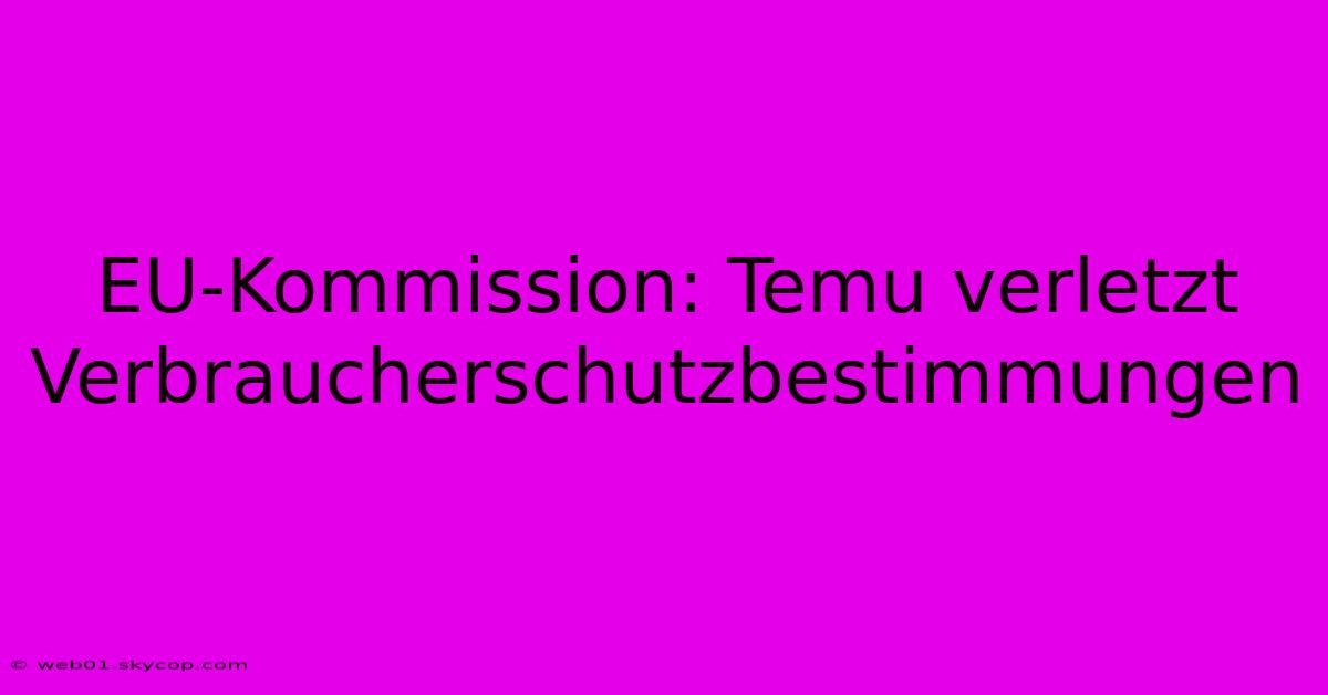 EU-Kommission: Temu Verletzt Verbraucherschutzbestimmungen 