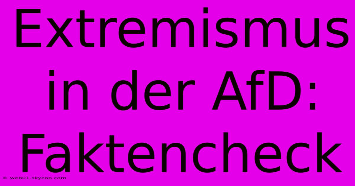 Extremismus In Der AfD: Faktencheck