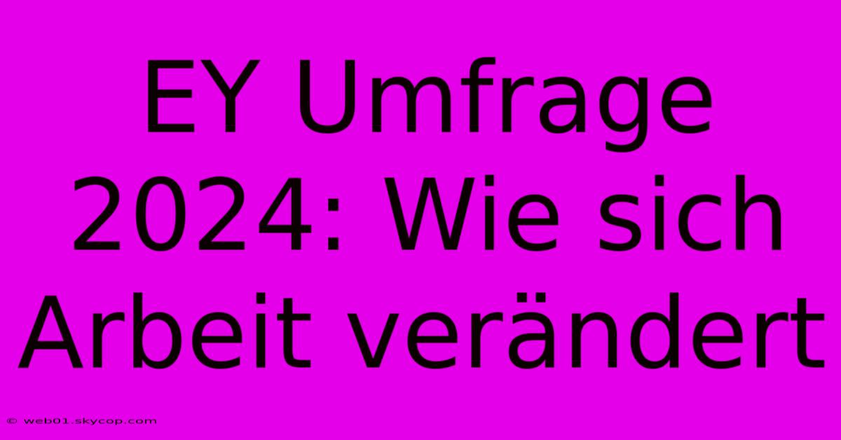 EY Umfrage 2024: Wie Sich Arbeit Verändert