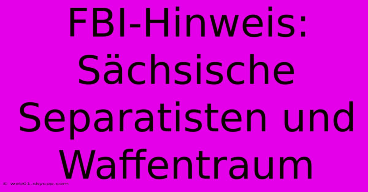 FBI-Hinweis: Sächsische Separatisten Und Waffentraum