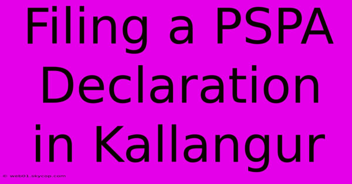 Filing A PSPA Declaration In Kallangur