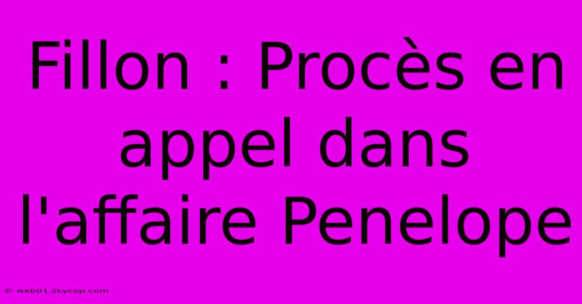 Fillon : Procès En Appel Dans L'affaire Penelope