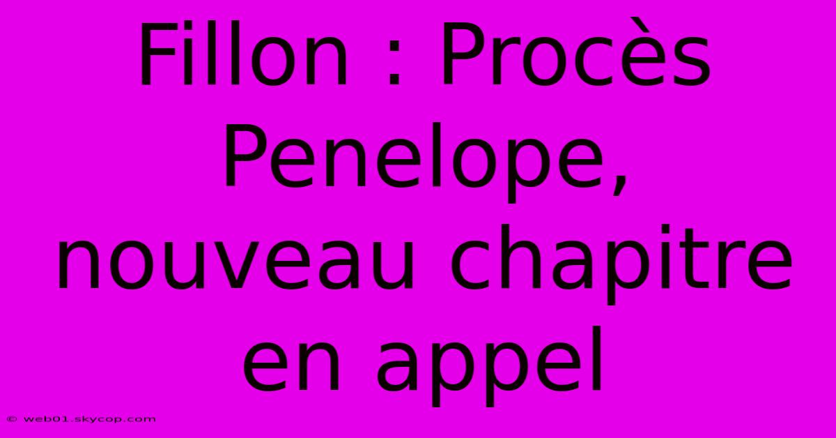 Fillon : Procès Penelope, Nouveau Chapitre En Appel