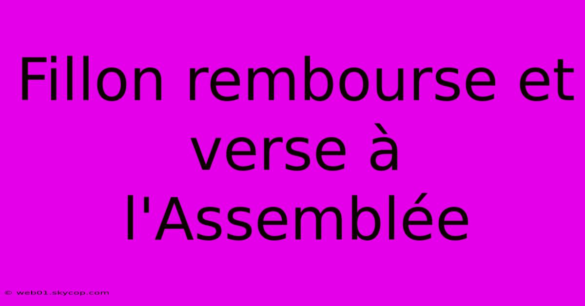 Fillon Rembourse Et Verse À L'Assemblée