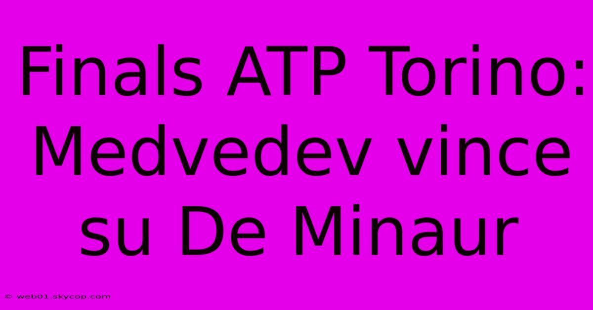 Finals ATP Torino: Medvedev Vince Su De Minaur 