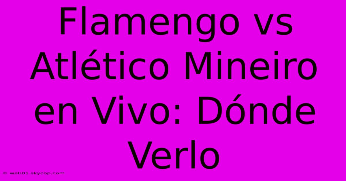 Flamengo Vs Atlético Mineiro En Vivo: Dónde Verlo