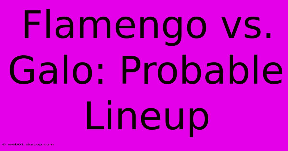 Flamengo Vs. Galo: Probable Lineup