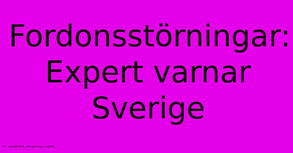 Fordonsstörningar: Expert Varnar Sverige