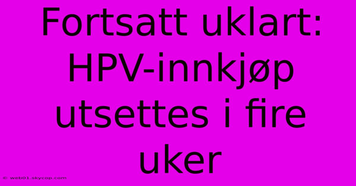 Fortsatt Uklart: HPV-innkjøp Utsettes I Fire Uker