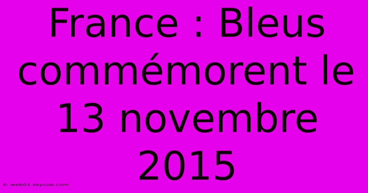 France : Bleus Commémorent Le 13 Novembre 2015 