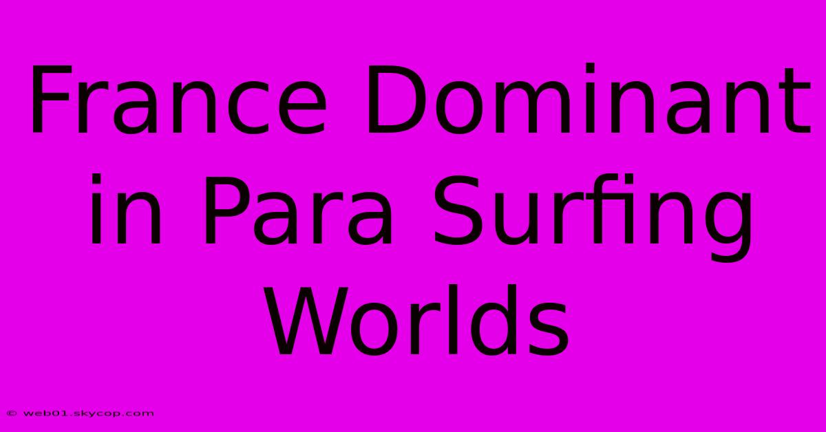 France Dominant In Para Surfing Worlds 