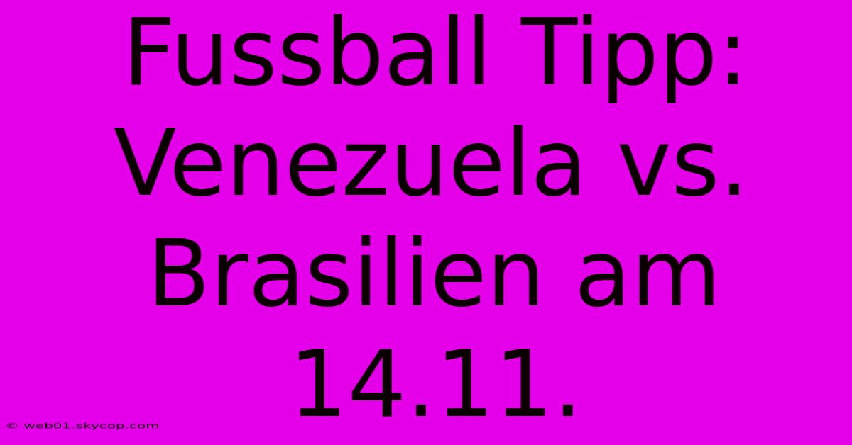 Fussball Tipp: Venezuela Vs. Brasilien Am 14.11.