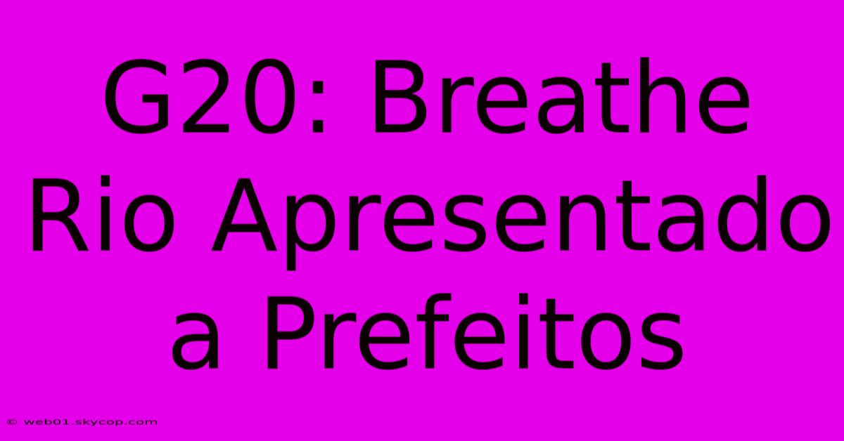 G20: Breathe Rio Apresentado A Prefeitos