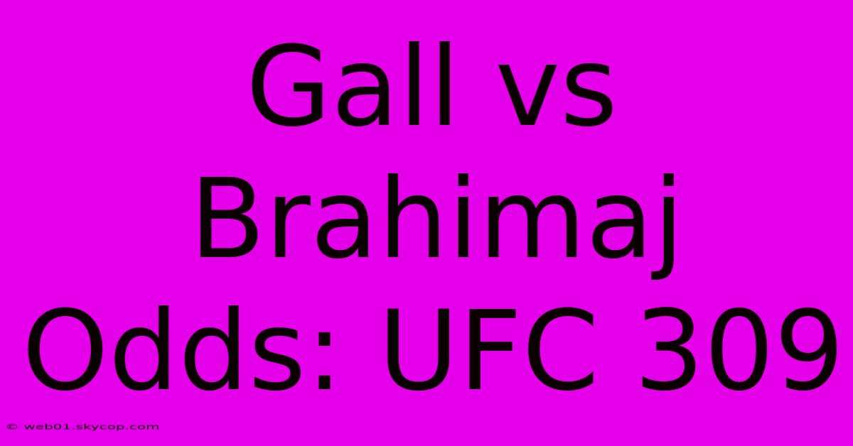 Gall Vs Brahimaj Odds: UFC 309