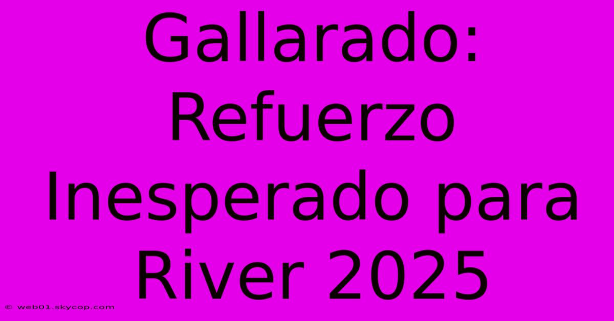 Gallarado: Refuerzo Inesperado Para River 2025