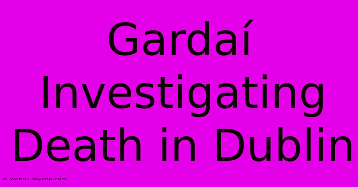 Gardaí Investigating Death In Dublin 