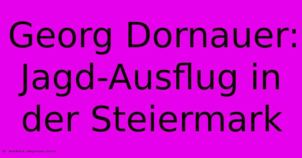 Georg Dornauer: Jagd-Ausflug In Der Steiermark