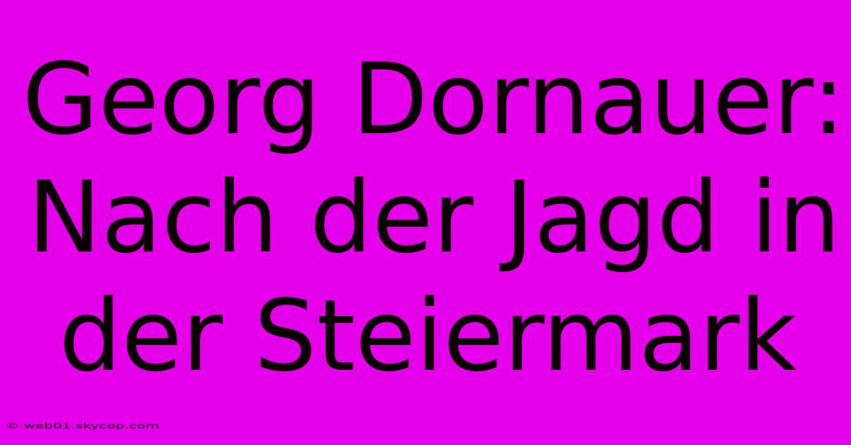 Georg Dornauer: Nach Der Jagd In Der Steiermark