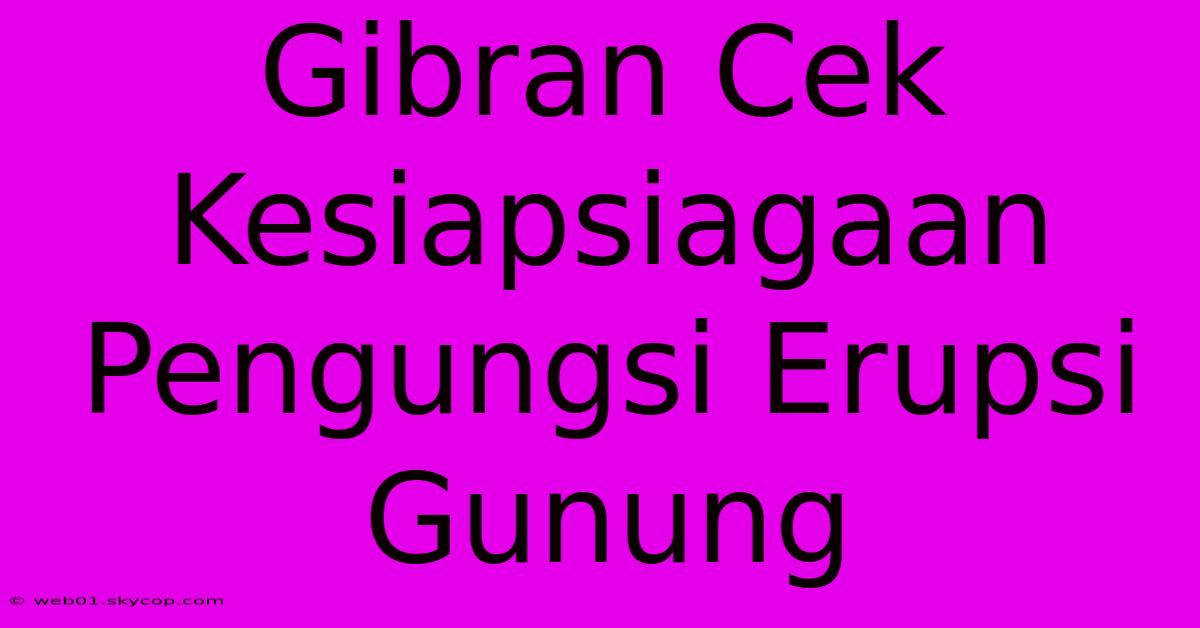 Gibran Cek Kesiapsiagaan Pengungsi Erupsi Gunung