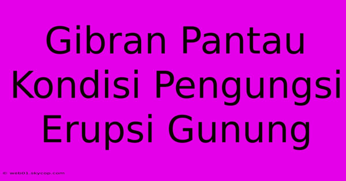 Gibran Pantau Kondisi Pengungsi Erupsi Gunung