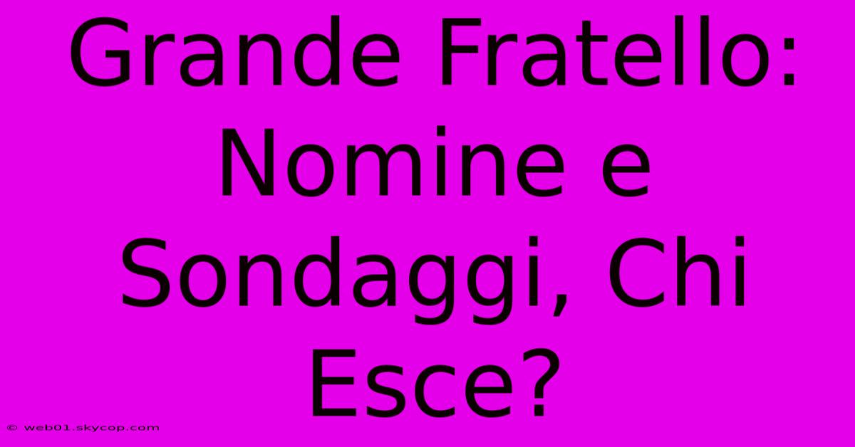 Grande Fratello: Nomine E Sondaggi, Chi Esce?