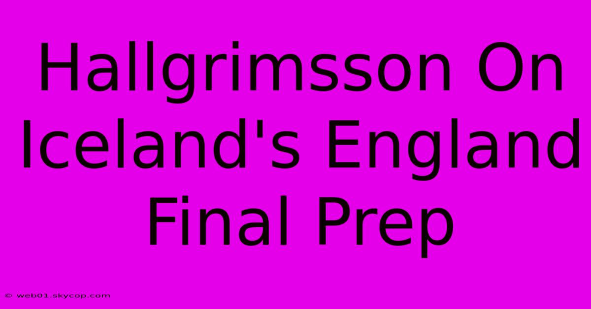 Hallgrimsson On Iceland's England Final Prep