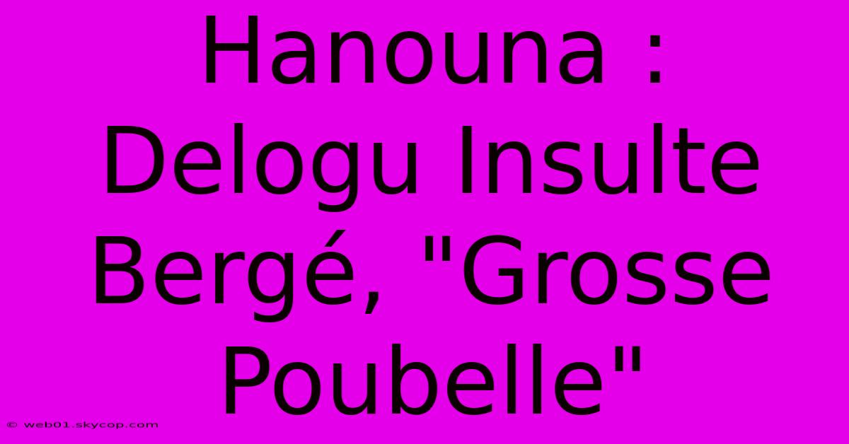 Hanouna : Delogu Insulte Bergé, 