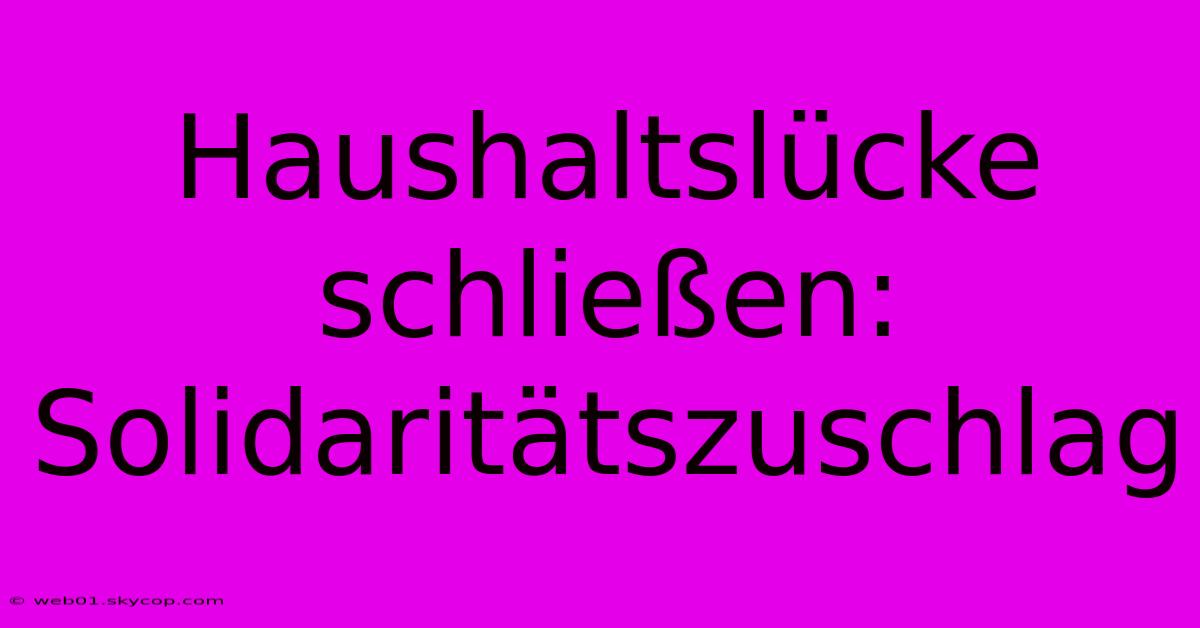 Haushaltslücke Schließen: Solidaritätszuschlag