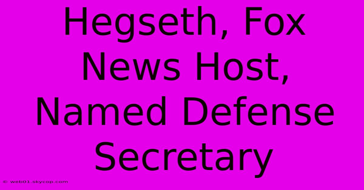 Hegseth, Fox News Host, Named Defense Secretary