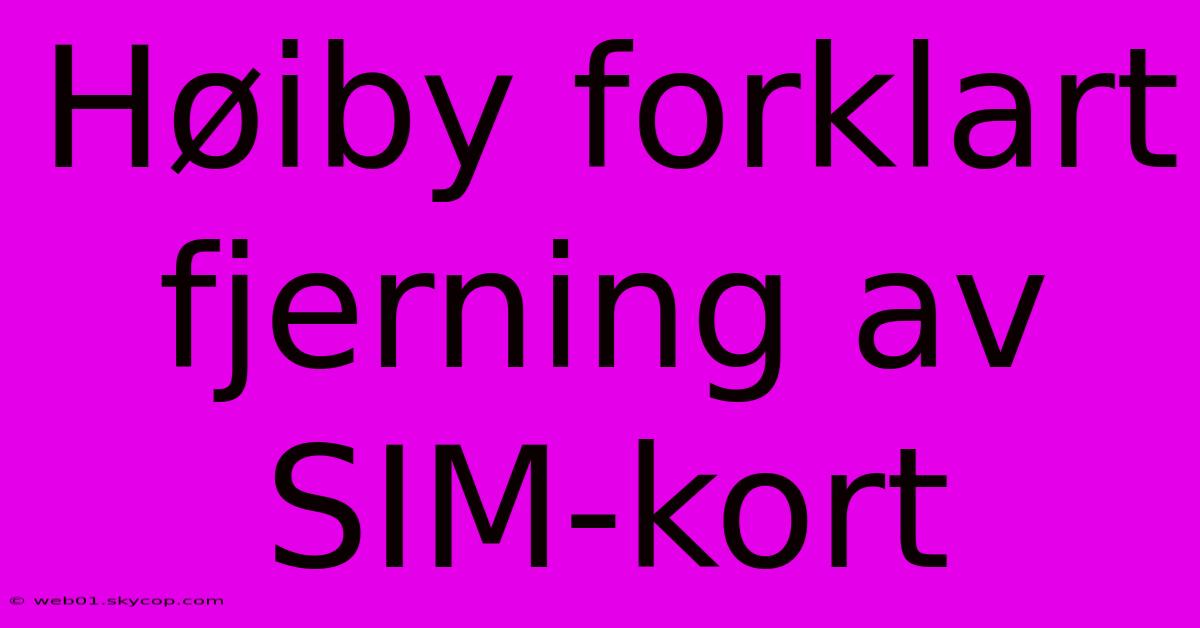 Høiby Forklart Fjerning Av SIM-kort